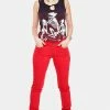 Jawbreaker Red Mono Drainpipe Jeans -GOTHIC SKIRTS Shop red mono drainpipe jeans jawbreaker 300x