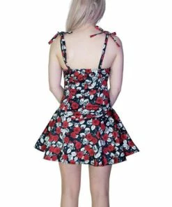 Dr Faust Red Roses And Skulls Mini Dress - Kora -GOTHIC SKIRTS Shop red roses and skulls mini dress kora dr faust 2 300x