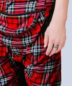 Long Clothing Red Tartan Clip Pants - Unisex -GOTHIC SKIRTS Shop red tartan clip pants unisex long clothing 4 300x