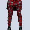 Long Clothing Red Tartan Clip Pants - Unisex -GOTHIC SKIRTS Shop red tartan clip pants unisex long clothing 300x