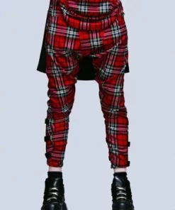 Long Clothing Red Tartan Clip Pants - Unisex