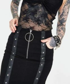 Jawbreaker Release Me Black Denim Skirt -GOTHIC SKIRTS Shop release me black denim skirt ska 3739 03.994 300x