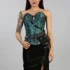 Burleska Reversible Overbust Zip Corset In Turquoise Black Jacquard And Gold King -GOTHIC SKIRTS Shop reversible overbust zip corset in turquoise black jacquard and gold king burleska 300x