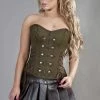 Burleska Rock Overbust Corset In Olive Green & Brown Twill -GOTHIC SKIRTS Shop rock overbust corset in olive green brown twill burleska 300x