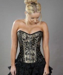 Burleska Rock Overbust Corset With Studs In King Brocade -GOTHIC SKIRTS Shop rock overbust corset with studs in king brocade burleska 4 300x