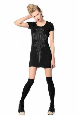 Toxico Rose & Knife Tee Dress -GOTHIC SKIRTS Shop rose knife tee dress