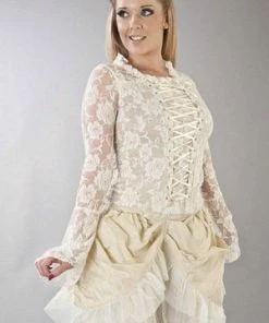 Burleska Sarah Long Sleeve Victorian Top In Lycra And Lace Overlay -GOTHIC SKIRTS Shop sarah long sleeve victorian top in lycra and lace overlay burleska 3 300x