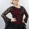 Burleska Sarah Long Sleeve Victorian Top In Lycra And Lace Overlay -GOTHIC SKIRTS Shop sarah long sleeve victorian top in lycra and lace overlay burleska 300x