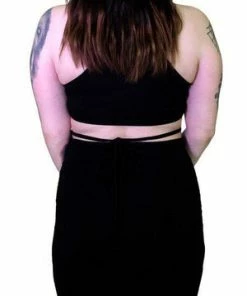 Dr Faust Seductive Black Stripes Black Midi Dress - Ruth -GOTHIC SKIRTS Shop seductive black stripes black midi dress ruth dr faust 2 300x