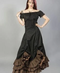 Burleska Shayna Victorian Maxi Skirt In Black Cotton Frill -GOTHIC SKIRTS Shop shayna victorian maxi skirt in black cotton frill burleska 3 300x