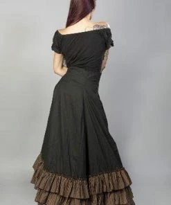 Burleska Shayna Victorian Maxi Skirt In Black Cotton Frill -GOTHIC SKIRTS Shop shayna victorian maxi skirt in black cotton frill burleska 4 300x