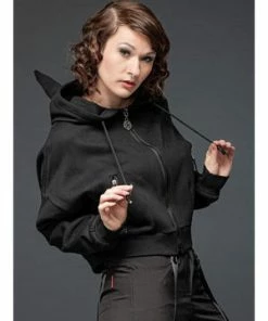 Queen Of Darkness Short Jacket Hood With Horns -GOTHIC SKIRTS Shop short jacket hood with horns queen of darkness 4 300x