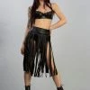 Burleska Shredder Knee Length Fringe Skirt In Black Matte -GOTHIC SKIRTS Shop shredder knee length fringe skirt in black matte burleska 300x