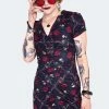 Jawbreaker Skull & Roses Print Midi Dress