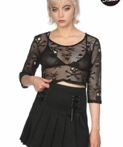 Banned Skull Crop Top -GOTHIC SKIRTS Shop skull crop top banned 6 300x