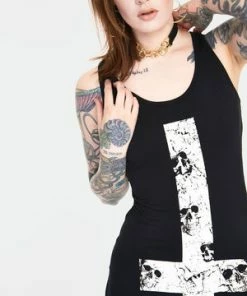 Jawbreaker Skull Cross Witchy Dress With Back Ties -GOTHIC SKIRTS Shop skull cross witchy dress with back ties dra 9473 04.1146 300x