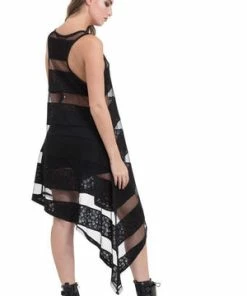 Jawbreaker Skull Stripes Asymmetric Dress -GOTHIC SKIRTS Shop skull stripes asymmetric dress jawbreaker 5 300x