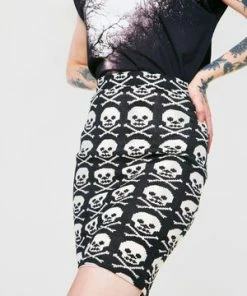 Jawbreaker Skulls Knitted Skirt -GOTHIC SKIRTS Shop skulls knitted skirt jawbreaker 3 300x