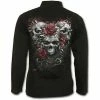Spiral Skulls N' Roses - Slant Zip Women Biker Jacket Black -GOTHIC SKIRTS Shop skulls n roses slant zip women biker jacket black spiral 300x