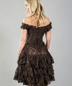 Burleska Sophia Knee Length Corset Dress In Brown Stripe Brocade -GOTHIC SKIRTS Shop sophia knee length corset dress in brown stripe brocade burleska 2 300x