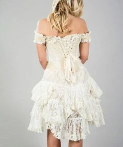 Burleska Sophia Knee Length Corset Dress In Cream Taffeta -GOTHIC SKIRTS Shop sophia knee length corset dress in cream taffeta burleska 2 300x