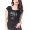 Queen Of Darkness T-Shirt With Black Skull Print -GOTHIC SKIRTS Shop t shirt with black skull print queen of darkness 300x