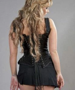 Burleska Takara Overbust Corset With Straps In Black Twill And Silver Spikes -GOTHIC SKIRTS Shop takara overbust corset with straps in black twill and silver spikes burleska 2 300x