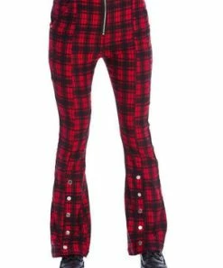 Banned Tartan Night Flare Trousers -GOTHIC SKIRTS Shop tartan night flare trousers banned 3 300x