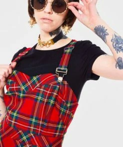 Jawbreaker Tartan Troublemaker Dungaree Style Dress -GOTHIC SKIRTS Shop tartan troublemaker dungaree style dress jawbreaker 3 300x