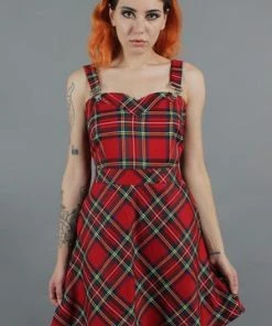 Jawbreaker Tartan Troublemaker Dungaree Style Dress -GOTHIC SKIRTS Shop tartan troublemaker dungaree style dress jawbreaker 4 300x