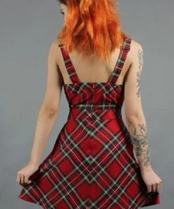 Jawbreaker Tartan Troublemaker Dungaree Style Dress -GOTHIC SKIRTS Shop tartan troublemaker dungaree style dress jawbreaker 5 300x