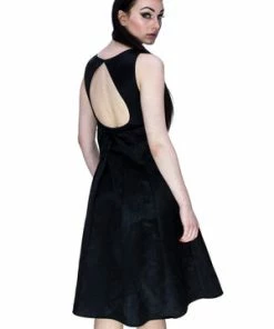 Dr Faust Tear Drop Black Raw Silk Midi Dress - Valentina -GOTHIC SKIRTS Shop tear drop black raw silk midi dress valentina dr faust 2 300x