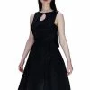 Dr Faust Tear Drop Black Raw Silk Midi Dress - Valentina