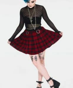 Jawbreaker Teen Spirit Tartan Pleated Skirt -GOTHIC SKIRTS Shop teen spirit red tartan pleated skirt ska 3740 01.995 300x