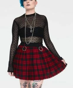 Jawbreaker Teen Spirit Tartan Pleated Skirt -GOTHIC SKIRTS Shop teen spirit red tartan pleated skirt ska 3740 02.995 300x
