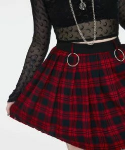 Jawbreaker Teen Spirit Tartan Pleated Skirt -GOTHIC SKIRTS Shop teen spirit red tartan pleated skirt ska 3740 04.995 300x