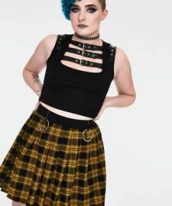 Jawbreaker Teen Spirit Tartan Pleated Skirt -GOTHIC SKIRTS Shop teen spirit yellow tartan pleated skirt ska 3735 01.990 300x