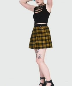Jawbreaker Teen Spirit Tartan Pleated Skirt -GOTHIC SKIRTS Shop teen spirit yellow tartan pleated skirt ska 3735 03.990 300x