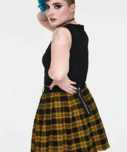 Jawbreaker Teen Spirit Tartan Pleated Skirt -GOTHIC SKIRTS Shop teen spirit yellow tartan pleated skirt ska 3735 05.990 300x