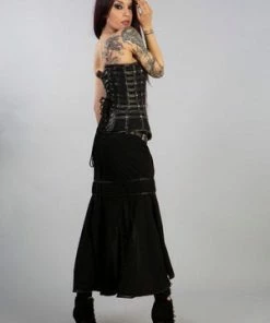 Burleska Temptress Long Skirt In Black Hosiery Cotton Mesh -GOTHIC SKIRTS Shop temptress long skirt in black hosiery cotton mesh burleska 4 300x