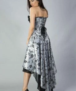 Burleska Valerie High Low Corset Dress In Satin Flock -GOTHIC SKIRTS Shop valerie high low corset dress in satin flock burleska 6 300x