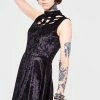 Jawbreaker Veleveteen Dream Caged Neck Mini Dress