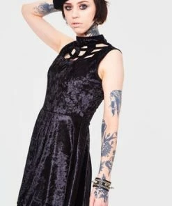 Jawbreaker Veleveteen Dream Caged Neck Mini Dress