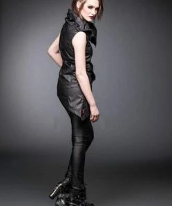 Queen Of Darkness Vest With Big Collar And Asymmetric Zipper -GOTHIC SKIRTS Shop vest with big collar and asymmetric zipper queen of darkness 4 300x