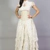 Burleska Victorian Long Gothic Skirt In Cream & Cream Lace Overlay -GOTHIC SKIRTS Shop victorian long gothic skirt in cream cream lace overlay burleska 300x