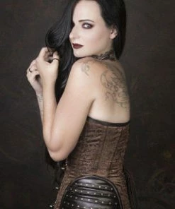 Burleska Warrior Overbust Steampunk Corset In Brown Brocade & Brown Matte Hip Panels -GOTHIC SKIRTS Shop warrior overbust steampunk corset in brown brocade brown matte hip panels burleska 2 300x