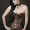 Burleska Warrior Overbust Steampunk Corset In Brown Brocade & Brown Matte Hip Panels -GOTHIC SKIRTS Shop warrior overbust steampunk corset in brown brocade brown matte hip panels burleska 300x