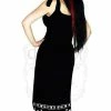 Dr Faust White Skulls Black High-Low Dress - Blair -GOTHIC SKIRTS Shop white skulls black high low dress blair dr faust 300x