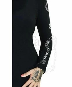 Dr Faust White Snake Long Sleeved Black Mini Dress - Serena -GOTHIC SKIRTS Shop white snake long sleeved black mini dress serena dr faust 2 300x