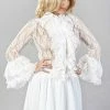Burleska Widow Long Sleeve Ladies Vintage Shirt In White Stretch Lace -GOTHIC SKIRTS Shop widow long sleeve ladies vintage shirt in white stretch lace burleska 300x